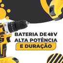 Parafusadeira Furadeira 48V 2 Baterias Com Maleta e Acessórios Completo